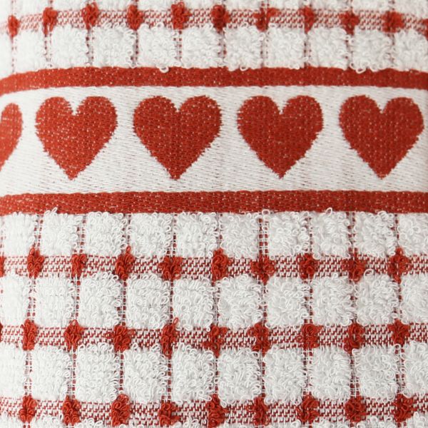 Kitchen Tea Towel Big Hearts - Red